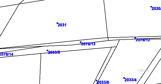Parcela st. 2078/13 v KÚ Mšeno, Katastrální mapa