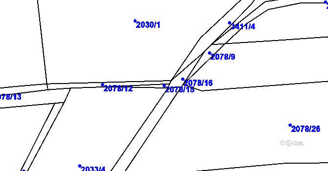 Parcela st. 2078/15 v KÚ Mšeno, Katastrální mapa