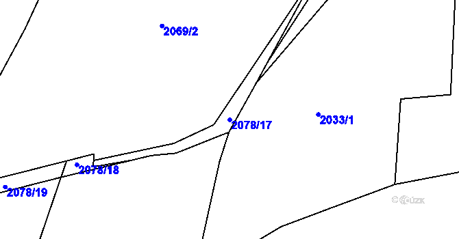 Parcela st. 2078/17 v KÚ Mšeno, Katastrální mapa