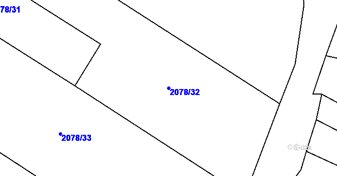 Parcela st. 2078/32 v KÚ Mšeno, Katastrální mapa