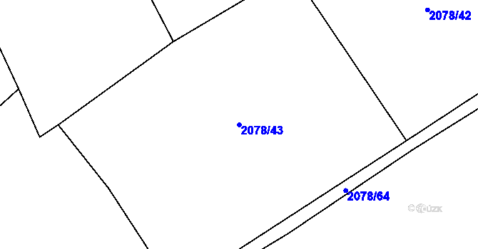 Parcela st. 2078/43 v KÚ Mšeno, Katastrální mapa