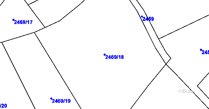 Parcela st. 2469/18 v KÚ Mšeno, Katastrální mapa