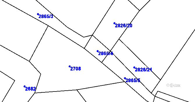 Parcela st. 2865/4 v KÚ Mšeno, Katastrální mapa