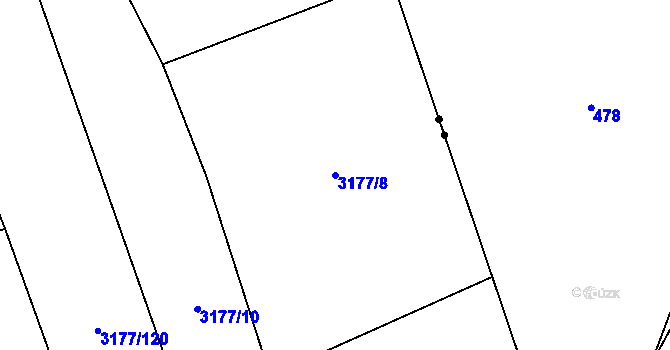 Parcela st. 3177/8 v KÚ Mšeno, Katastrální mapa