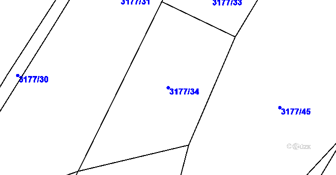 Parcela st. 3177/34 v KÚ Mšeno, Katastrální mapa