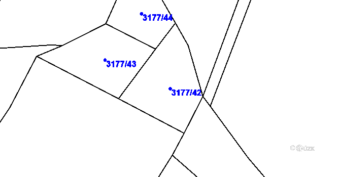 Parcela st. 3177/42 v KÚ Mšeno, Katastrální mapa