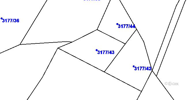 Parcela st. 3177/43 v KÚ Mšeno, Katastrální mapa