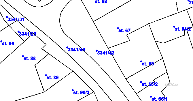 Parcela st. 3341/42 v KÚ Mšeno, Katastrální mapa