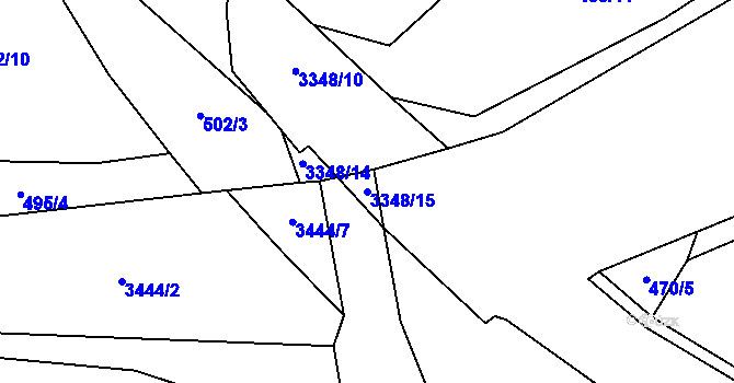 Parcela st. 3348/15 v KÚ Mšeno, Katastrální mapa