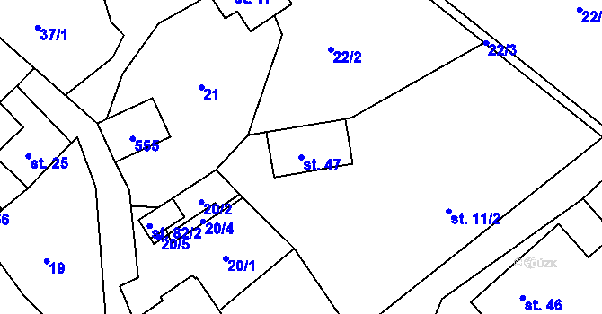 Parcela st. 47 v KÚ Mštěnovice, Katastrální mapa