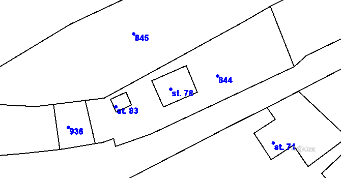 Parcela st. 78 v KÚ Mštěnovice, Katastrální mapa