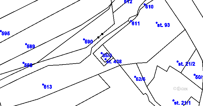 Parcela st. 55/3 v KÚ Mštěnovice, Katastrální mapa