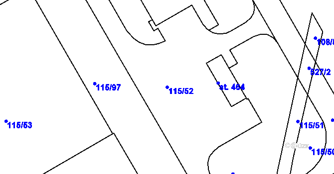 Parcela st. 115/52 v KÚ Mštěnovice, Katastrální mapa