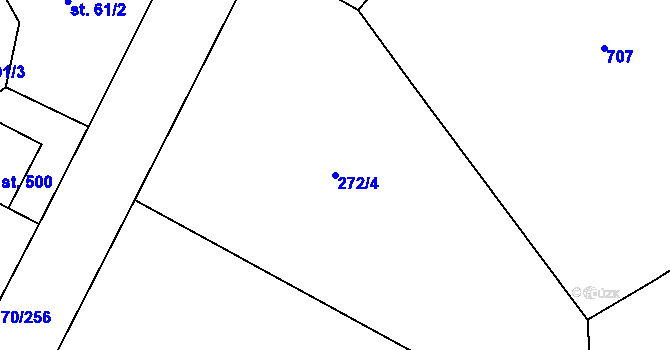 Parcela st. 272/4 v KÚ Mštěnovice, Katastrální mapa
