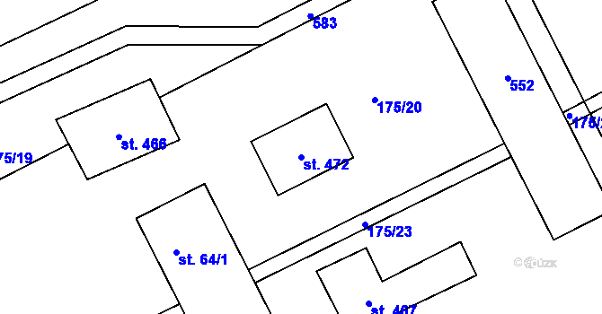 Parcela st. 472 v KÚ Mštěnovice, Katastrální mapa