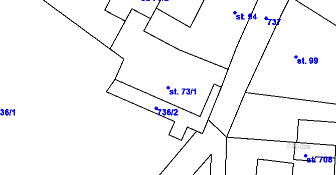 Parcela st. 73/1 v KÚ Mukařov u Říčan, Katastrální mapa