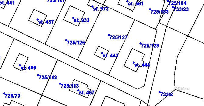 Parcela st. 443 v KÚ Mukařov u Říčan, Katastrální mapa
