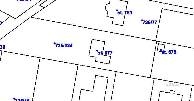 Parcela st. 577 v KÚ Mukařov u Říčan, Katastrální mapa