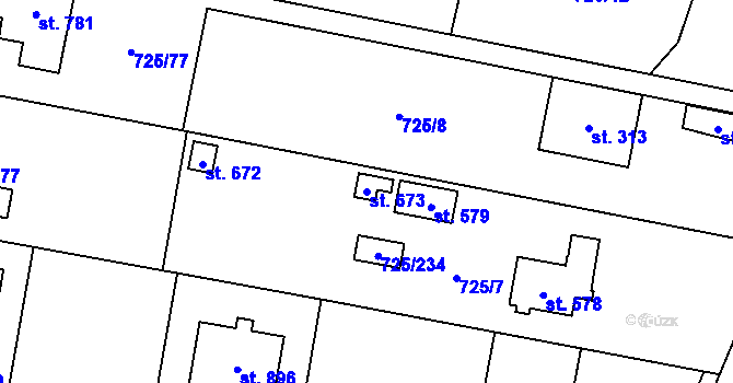 Parcela st. 673 v KÚ Mukařov u Říčan, Katastrální mapa