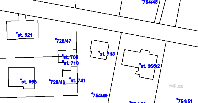 Parcela st. 718 v KÚ Mukařov u Říčan, Katastrální mapa