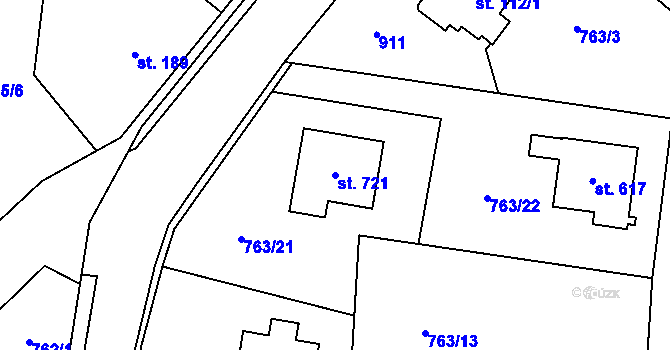 Parcela st. 721 v KÚ Mukařov u Říčan, Katastrální mapa