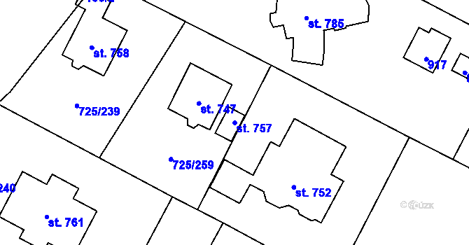 Parcela st. 757 v KÚ Mukařov u Říčan, Katastrální mapa