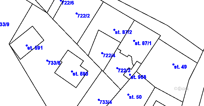 Parcela st. 722/4 v KÚ Mukařov u Říčan, Katastrální mapa