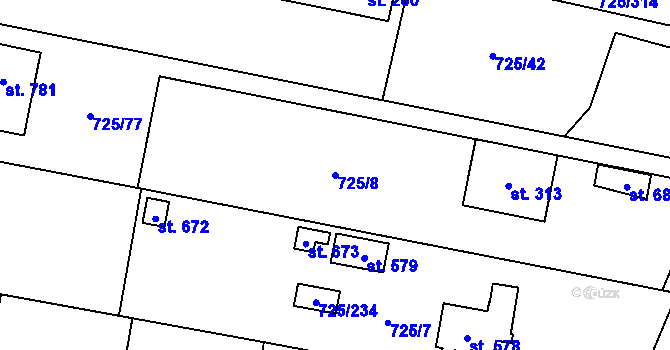 Parcela st. 725/8 v KÚ Mukařov u Říčan, Katastrální mapa