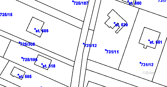 Parcela st. 725/12 v KÚ Mukařov u Říčan, Katastrální mapa