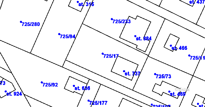 Parcela st. 725/17 v KÚ Mukařov u Říčan, Katastrální mapa