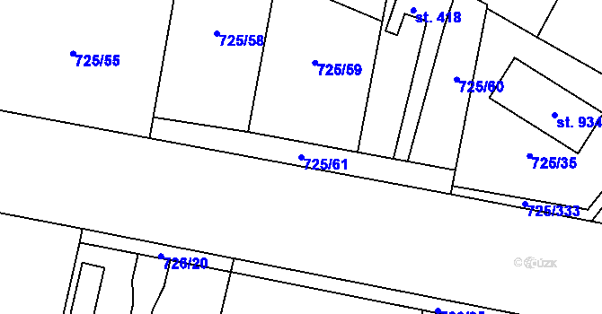 Parcela st. 725/61 v KÚ Mukařov u Říčan, Katastrální mapa