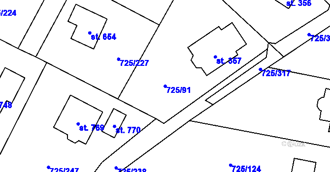 Parcela st. 725/91 v KÚ Mukařov u Říčan, Katastrální mapa