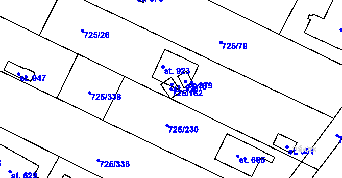Parcela st. 725/162 v KÚ Mukařov u Říčan, Katastrální mapa