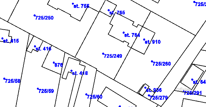 Parcela st. 725/249 v KÚ Mukařov u Říčan, Katastrální mapa