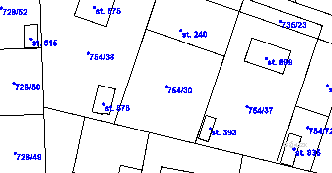 Parcela st. 754/30 v KÚ Mukařov u Říčan, Katastrální mapa