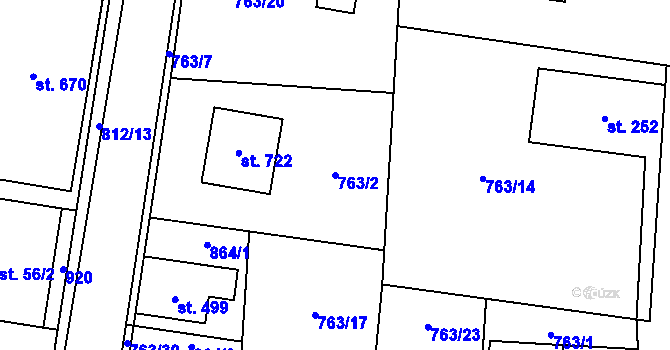 Parcela st. 763/2 v KÚ Mukařov u Říčan, Katastrální mapa