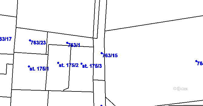 Parcela st. 763/15 v KÚ Mukařov u Říčan, Katastrální mapa