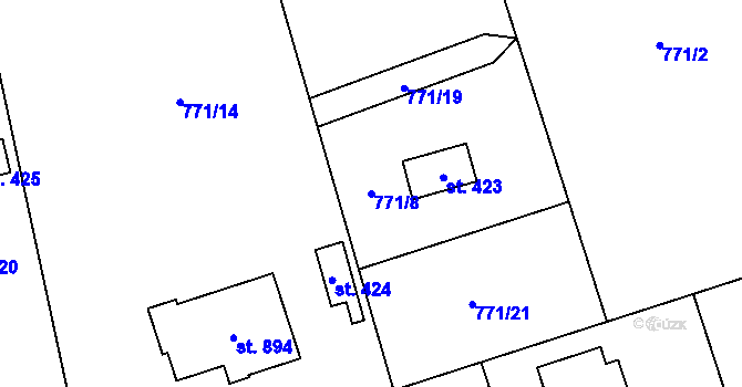 Parcela st. 771/8 v KÚ Mukařov u Říčan, Katastrální mapa