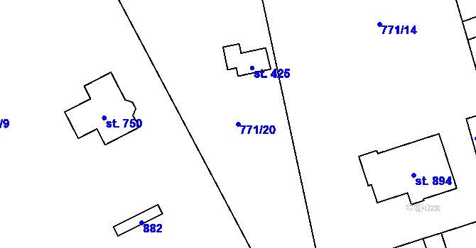 Parcela st. 771/20 v KÚ Mukařov u Říčan, Katastrální mapa