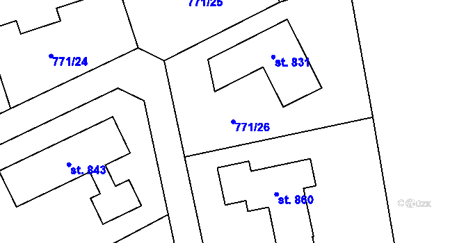 Parcela st. 771/26 v KÚ Mukařov u Říčan, Katastrální mapa