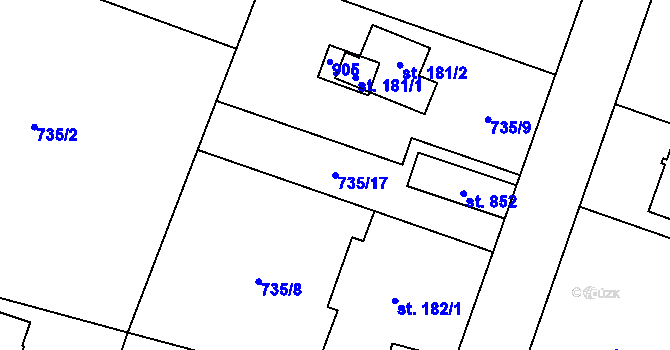 Parcela st. 735/17 v KÚ Mukařov u Říčan, Katastrální mapa