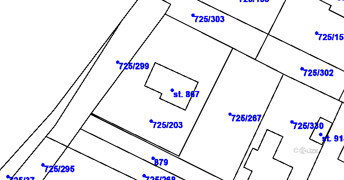 Parcela st. 867 v KÚ Mukařov u Říčan, Katastrální mapa