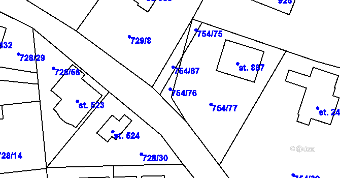 Parcela st. 754/76 v KÚ Mukařov u Říčan, Katastrální mapa