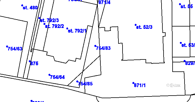 Parcela st. 754/84 v KÚ Mukařov u Říčan, Katastrální mapa