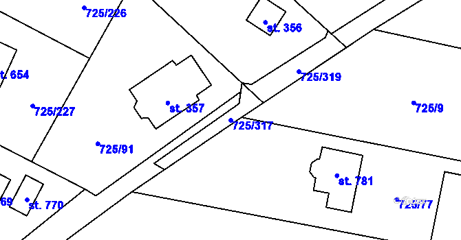 Parcela st. 725/317 v KÚ Mukařov u Říčan, Katastrální mapa