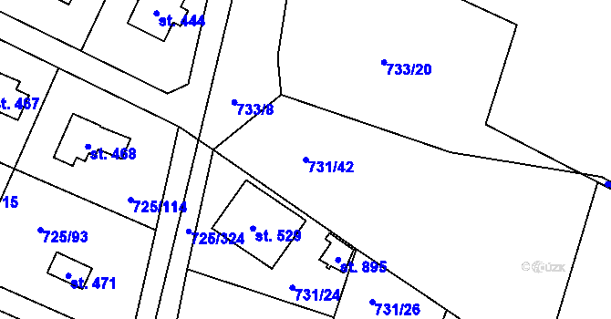 Parcela st. 731/42 v KÚ Mukařov u Říčan, Katastrální mapa