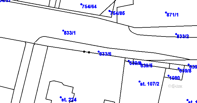 Parcela st. 833/6 v KÚ Mukařov u Říčan, Katastrální mapa