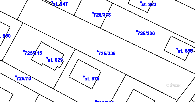 Parcela st. 725/336 v KÚ Mukařov u Říčan, Katastrální mapa