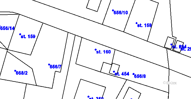 Parcela st. 160 v KÚ Žernovka, Katastrální mapa