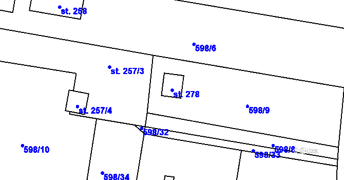 Parcela st. 278 v KÚ Žernovka, Katastrální mapa